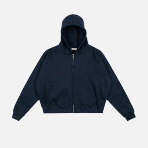 Drop Shoulder Zip Hoodie - Navy