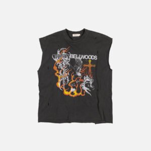 Inferno Sleeveless Cropped Tee - Vintage Black
